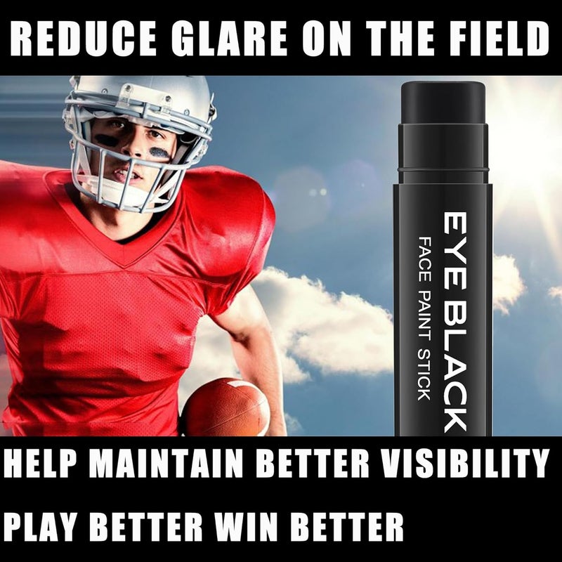 Wismee Eye Black Stick for Sports, 3pcs Anti-Glare Under Eye Sports Grease Stick for Baseball Softball Soccer Lacrosse Hockey Athletes Sports Training, Water-Proof Eye Black Stick for Athletes (Black) - Image 2
